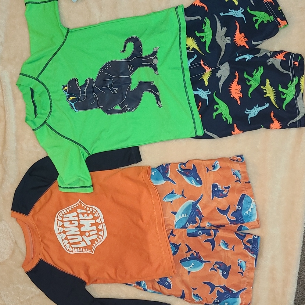 Boys size 5T and size 6 swim trunks shirts LOT